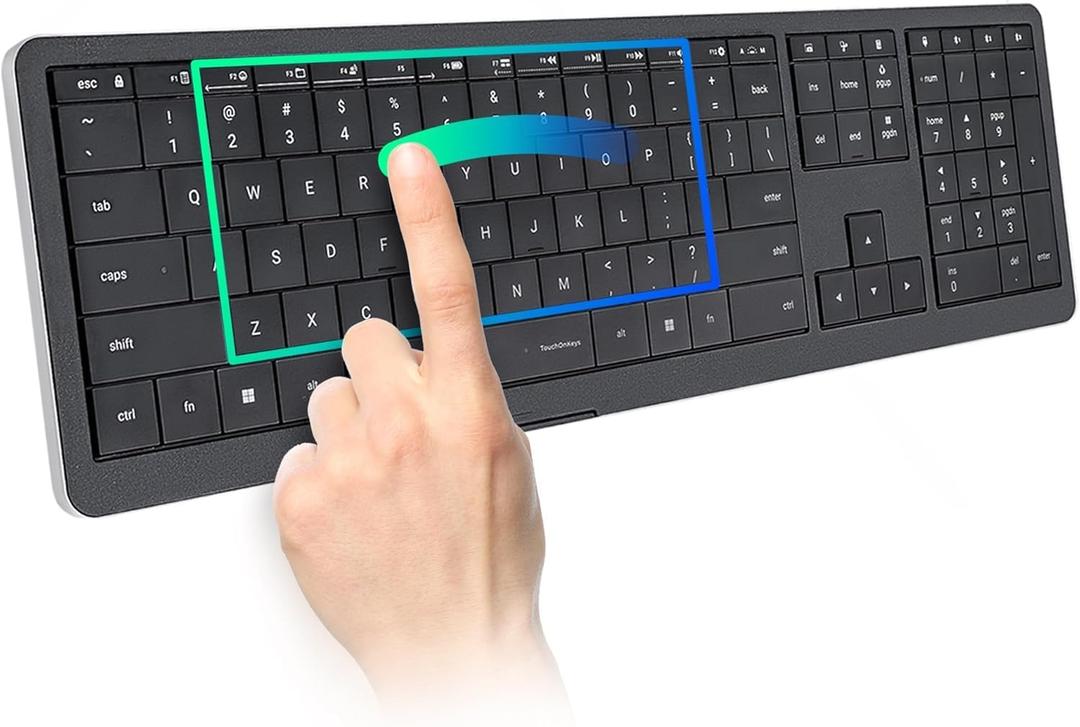 Clevetura CLVX 1 Wireless Keyboard with Trackpad Full Size Bluetooth RGB | Touchpad built into the keys, backlit low-profile scissor switches, multi-device Bluetooth and USB-C, quiet typing