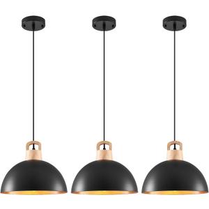Black Pendant Light, 3 Packs 11.8inch Modern Pendant Lights, Farmhouse Pendant Lights Kitchen Island, Kitchen Pendant Light for Bedroom; Office; Living Room