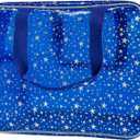 Dark Blue Clear Star Large Cosmetic Bag and Travel Pouch with Handle,Durable Material,Zipper Design-Ideal for Makeup,Travel Essentials (Dark Blue)