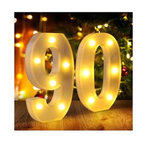 Decorative Led Light Up Number Letters, White Plastic Marquee Number Lights Sign for 60th Birthday Party Wedding Decor Battery Operated Number (60)