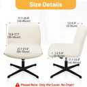 Criss Cross Chair Slipcover, Stretchable Armless Wide Seat Office Computer Task Vanity Chair Cover Protector, Elastic Cross Legged Desk Chairs Covers Bedroom-WhiteOnly Covers, No Chairs