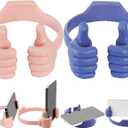 Honsky Cell Phone Stand Holder 2-Pack,Thumbs Up Lazy Phone Stand,Universal Adjustable Flexible Dock for All Phones & Tablets,Cute Stocking Stuffer Gift for Teen Girls,Flag Blue/Pink (for 4"-10")
