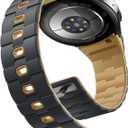 Bandletic No Gap Magnetic Band Compatible with Samsung Galaxy Watch 7 6 5 4 FE 40mm 44mm/for Galaxy Watch 6 4 Classic 43mm 47mm 42mm 46mm/Watch 5 Pro 45mm, 20mm Soft Silicone Watch Bands for Men Women (AnthraciteGray/Ochre)