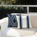 DFXSZ Outdoor Pillow Covers 18x18 Inch Set of 4 Navy Blue Waterproof Modern Geometry Throw Pillows Outdoor Summer Waterproof Decor for Patio Funiture Garden Polyester Cushion Covers 013N18