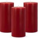 3 Packs 2.8x6 Inch Red Pillar Candles, Unscented Dripless Long Burning Colored Cylinder Candles for Home, Wedding, Party, Dinner Table Emergency Power Outage