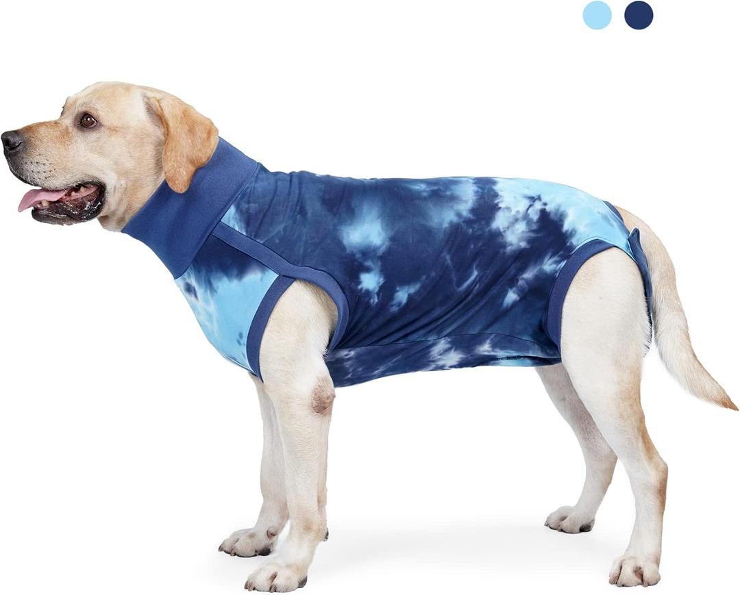 Dog Recovery Suit, Spay Surgical Onesie for Female Dog, Body Suits After Surgery Anti-Licking, Tie-Dye Neuter Pet Recovery Shirt for Male Dog Alternative E-Collar&Cone (Blue, XX-Small)