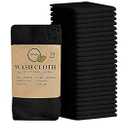 Softolle 100% Cotton Washcloths 60 Pack (12x12 Inches) Soft, Highly Absorbent Washcloth, Face Towels, Wash Cloths for Face, Ring Spun, Bulk Pack (Black)