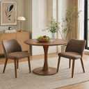 GarveeHome Leather Dining Chairs Set of 2 Upholstered PU Dining Chair with Wood Legs, Wing Backrest, Wooden Kitchen Chairs with Thick Cushions, Leveling Feet for Dining Room, Living Room, Taupe