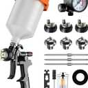 LVLP Air Paint Sprayer Gun for Cars House Painting, Paint Guns Automotive Premium Kit, 1.3/1.5/1.7mm High-Precision Nozzles, Varnish and Top Coat,with Oil-Water Separator, Air Regulator (Gray2)