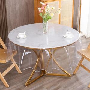 Walrus Clear Round Plastic Tablecloth Protector Waterproof Oil-Proof PVC Table Cloth Stain-Resistant Wipeable Table Cover for Round Table 90" Round