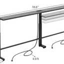 Kitstorack 2-Pack Dark Gray Long Sofa Table Behind Couch, Adjustable Height (25"-33") & 2 Power Outlets, Narrow Console Table, 5.9" D x 78.8" Total Long, Thin, Split Design for Separate Use