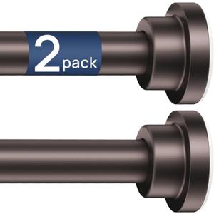 ENJOYBASICS 2 Pack Adjustable Spring Tension Curtain Rods 32 to 66 Inches, Stainless Steel Bronze Shower Rod No Drilling for Window, Bathroom, Closet, Room Divider, 7/8" Diameter