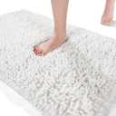 Yimobra Bathroom Rug Mat 24 x 17, Soft and Absorbent Water Non Slip Chenille Bath Rug, Machine Washble Quick Dry Bath Mat, Shower Mat Outside Shower, Bathroom Home Decor Accessories, White