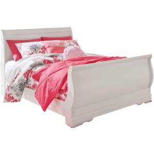 Signature Design by Ashley Anarasia Traditional Full Sleigh Bed with Metal Slats, Foundation or Box Spring Needed, White