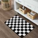 Uphome Bath Mats for Bathroom, Black and White Checkered Machine Washable Bathroom Rug Non Slip, 18x26 Water Absorbent Soft Microfiber Bathroom Mat for Tub, Shower, Floor