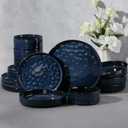 E-far Stoneware Dinnerware Set, 16-Piece Plates and Bowls Sets for 4