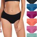 wirarpa Women's Underwear Cotton Hipster Panties Ladies Panties 6 Pack (Regular & Plus Size) (Black/Blue/Purple/Orange/Pink/Green)