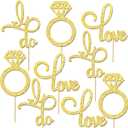 Wedding Engagement Party Centerpieces for Table 12pcs Gold Glitter Diamond Ring Love I Do Centerpiece Sticks Marriage Anniversary Party Decorations for Bridal Shower Valentines Party Supplies