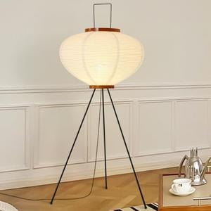 Paper Lamp Noguchi Style Lamp, Rice Paper Akari Floor Lamp, Paper Lantern Lamp with Washi Paper Shade, Ideal for Bedside, Living Room, and Japandi Décor (Paper Floor Lamp)