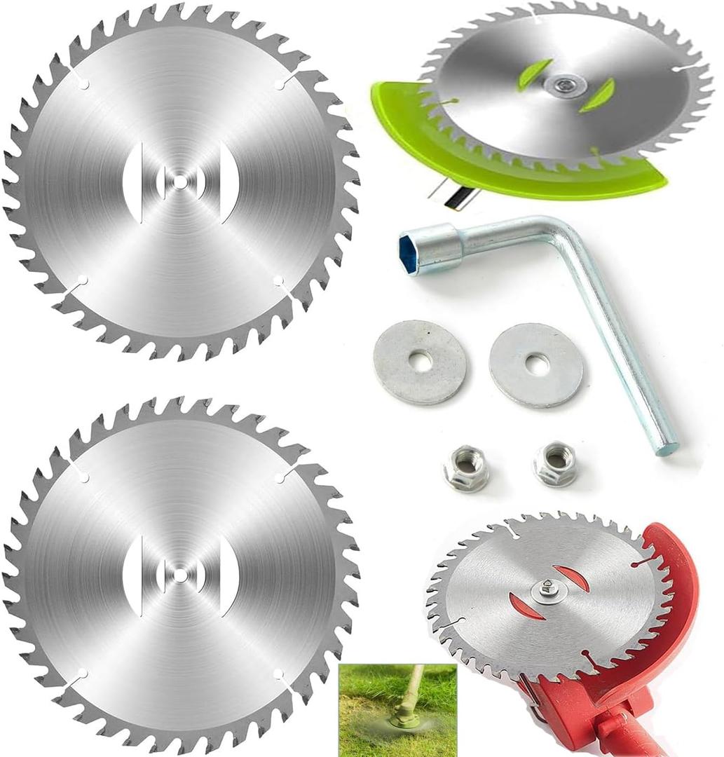 7PCS Grass Trimmer Blade Heads Replacements and Nut - 6" x 40 Teeth Carbide Tipped Weed Wacker Blade, Metal Cutter Blades Replacement Suitable for Most Electrical Weed Wacker stringless Weed Eater