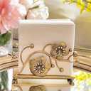 Chez Juju Gold Orchid Blooms Napkin Holder| Exquisite Orchid Flowers & Faux Crystals Design| Vertical Iron Metal Disposable Tissue Paper Towel Tabletop Dispenser Organizer| Bathroom Kitchen Hotel