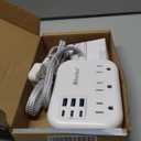 Short Extension Cord 2 Foot- 6 USB(3 USB C) Travel Power Strip with 24W USB Charging Station and 3 Outlets, 2ft Small Flat Plug Extension Cord Surge Protector for Travel Home College Dorm 13A