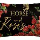 AVOIN colorlife Kentucky Hrose and Roses Throw Pillow Cover, 12 x 20 Inch Kentucky Race Sport Cushion Case Decoration for Indoor Outdoor