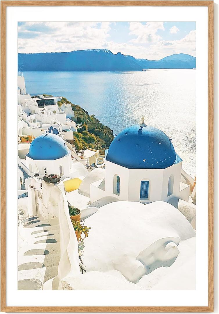 27x40 Picture Frame, Solid Oak 27x40 Frame with mat for 24x36, Real HD Tempered Glass, for Wall Display, Wall Hook Included, Set of 1