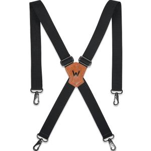WELKINLAND 1.5Inch Black Suspenders, Heavy Duty Work Suspenders Men, Comfortable Black Suspender Men Belt Loop, Sturdy Suspender Jeans Hooks (Black)