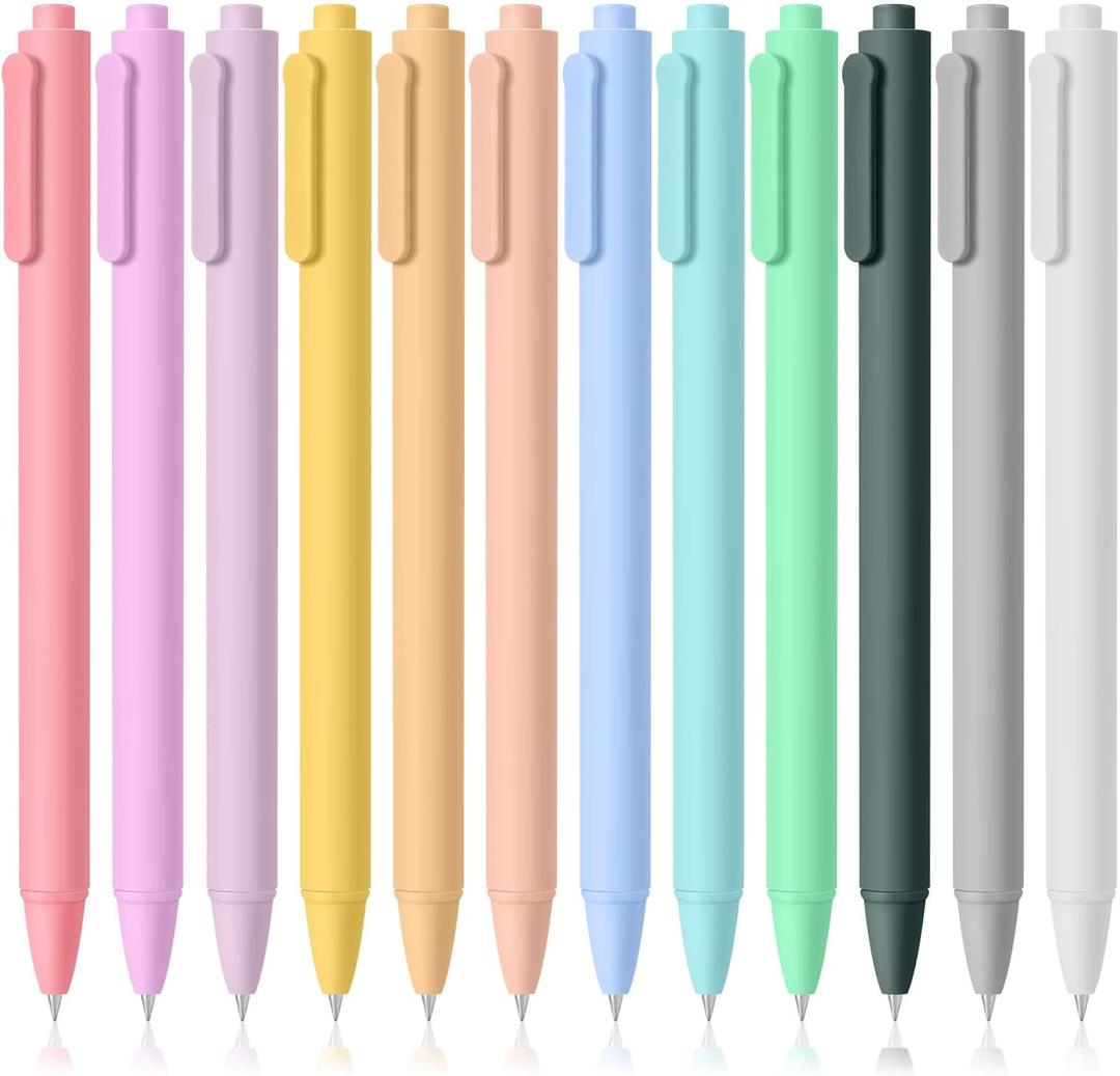 12 Count Retractable Gel Pens - 0.7mm Fine Point - Quick Dry Black Ink Pen for Smooth Writing - Perfect for Office Home School Supplies Journaling Note Taking -High-End Gifts for Women Men Kids