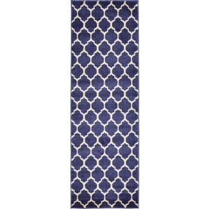 Unique Loom Trellis Collection Area Rug - Philadelphia (2' x 6' 1" Runner Dark Blue/Navy Blue)