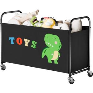 GRANNY SAYS Toy Box for Boys Girls, Large Toy Chest Storage with Wheels, Metal Kids Toy Storage Organizer for Stuffed Animals, 135L Kids Toy Bins for Bedroom, Living Room, Nursery, Black