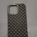 JANDM Hollow Out Compatible with iPhone 15 Pro Max Case, Fashion Silver 3D Beads Bubble Cut-Out Design,Glossy Chrome Electroplate Soft Silicone Glitter Shiny Women Girls Shockproof Cover