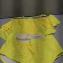 Kaei&Shi High Waisted Flounce Bikini Set,Tummy Control Swimsuits for Women,Off Shoulder (X-Large, Pure Yellow)