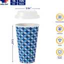JOLLY CHEF 16 oz Coffee Cups with Lids 100 Pack, Disposable Hot Paper Coffee Cups with Lids, Sleeves and Stirrers for Christmas, Thanksgiving, Party