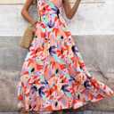 PRETTYGARDEN Women Dresses 2026 Summer Floral Sleeveless Maxi Dress Casual Spaghetti Strap Tiered Flowy Beach Long Dress (Pink, S)