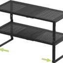 Jojocross Adjustable Expanable Stackable Spice Rack Shelf Pantry Storage Organizer for Kitchen Cabinet,Countertop,Bathroom and More.Space is no Longer Limited(2Packs/Black/Large)