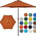 Blissun 7.5 ft Patio Umbrella, Yard Umbrella, Outdoor Market Umbrella with Push Button Tilt Crank, Rust