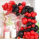 110pcs Red and Black Balloons Garland Arch Kit, 18/12/10/5 Inch Black Red Latex Balloons for Casino Poker Night, Graduation, New Year Eve, Wedding Party Decoration
