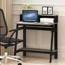 Furinno Simplistic A Frame Computer Desk, Black/French Oak Grey with Monitor Stand, A Frame Computer Desk, Office Desk, for Home Office, Bedroom, Study Room, Dorm, 32 inches