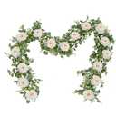Dolicer 2Pcs 13Ft Artificial Eucalyptus Garlands with Flowers, Faux Floral Greenery Garlands Fake Flowers Vines for Wedding Table Centerpieces Arch Party Ceremony Backdrop Decor (White)