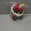 Cake, Knitted Birthday Cake Food Emotional Food Doll Emotional Support Positive Energy Crochet for Motivational Gift Home Office Car Decor(Khaki)