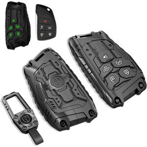 For GMC Heavy Key Fob Cover for 2022-2025 2026 Chevy Silverado 1500 GMC Sierra 1500, Metal Key Case for Chevrolet Tahoe 2024 2025 2026 Silverado Sierra 2500HD 3500HD Key Protector 5 Buttons