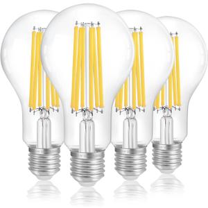 FLSNT 150W Equivalent Dimmable A23 LED Light Bulbs, 2650Lumens, Efficient 18W, 3000K Warm White, E26 Base, 4 Pack