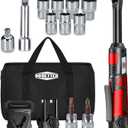Electric Ratchet Wrench 3/8 Cordless Ratchet Wrench Set, Extended 55 Nm Battery Powered Ratchet Tool with 7 Sockets, 2 Screwdrivers, 1 Extender, 1/4" Adapter and Bag-DBCRWI2L