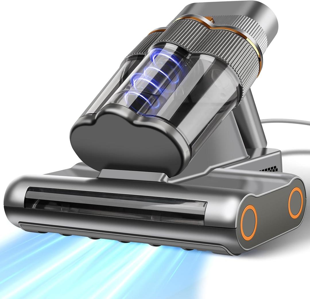 Mattress Vacuum Cleaner,Handheld Bed Vacuum with UV-C Light,16Kpa Suction & 30000 RPM Dual Drum Brushes,Hot Air & Ultrasonic,500W Power Mattress Cleaner,Quickly Removes Dust&Pet Hair(Corded)