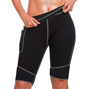 TrainingGirl Women's Hot Neoprene Sauna Sweat Shorts with Pocket Weight Loss Slimming Pants Workout Body Shaper Yoga Leggings 3XL