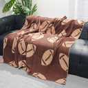 Cozy Football Throw Blanket, Lightweight Soft Sports Bedding for Adults Warm Plush Reversible Rugby Game Blanket Great Holiday Throw Blanket for Bed Sofa, Dark Brown, 51x63 inches