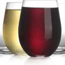 Stemless Wine Glass, Red & White 18oz Stemless Wine Glass Set of 6, Drink Glasses with Durable Chip Resistant Rim, Large Wine Glasses for Enhanced Aeration, Wine Accessories for Parties (18oz -6Pack)