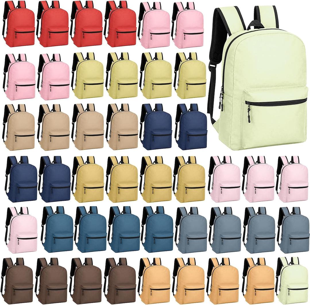 gisgfim 48Pack 17inch Backpacks in Bulk for Outdoor Travel Book Bag Wholesale Zippered for Elementary Middle High School Students Back to School Supplies 12 Boho Colors